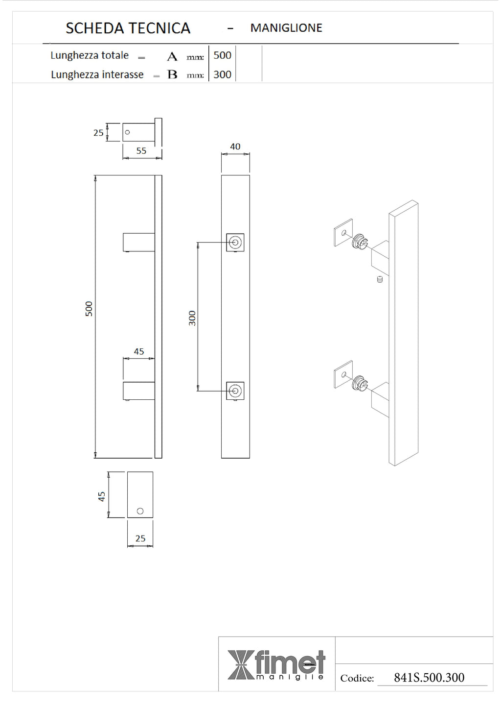 MANIGLIONE COLORADO IN ACCIAIO INOX SATINATO NERO CODICE 841SFN0