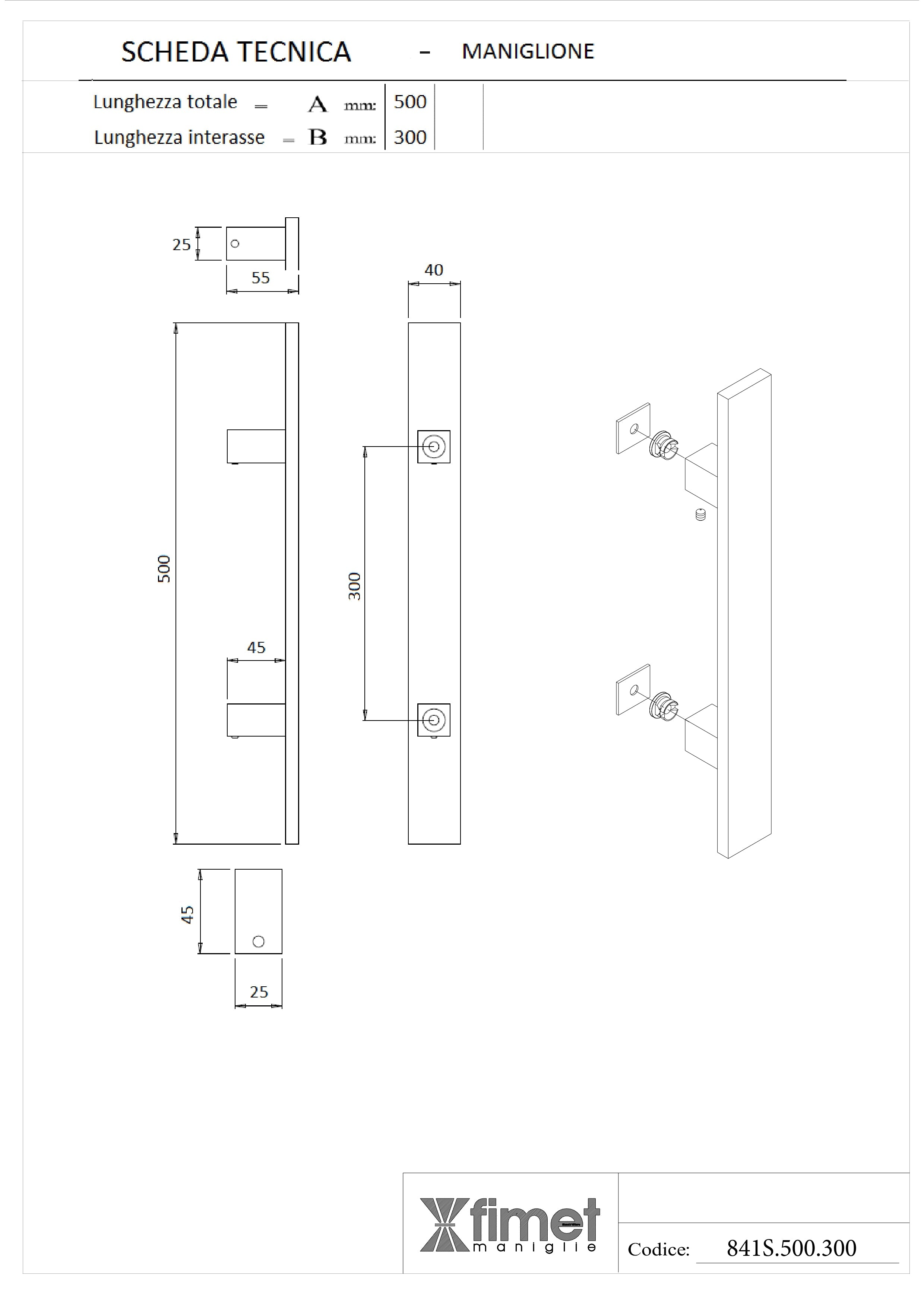 MANIGLIONE COLORADO IN ACCIAIO INOX SATINATO CODICE  841SF60