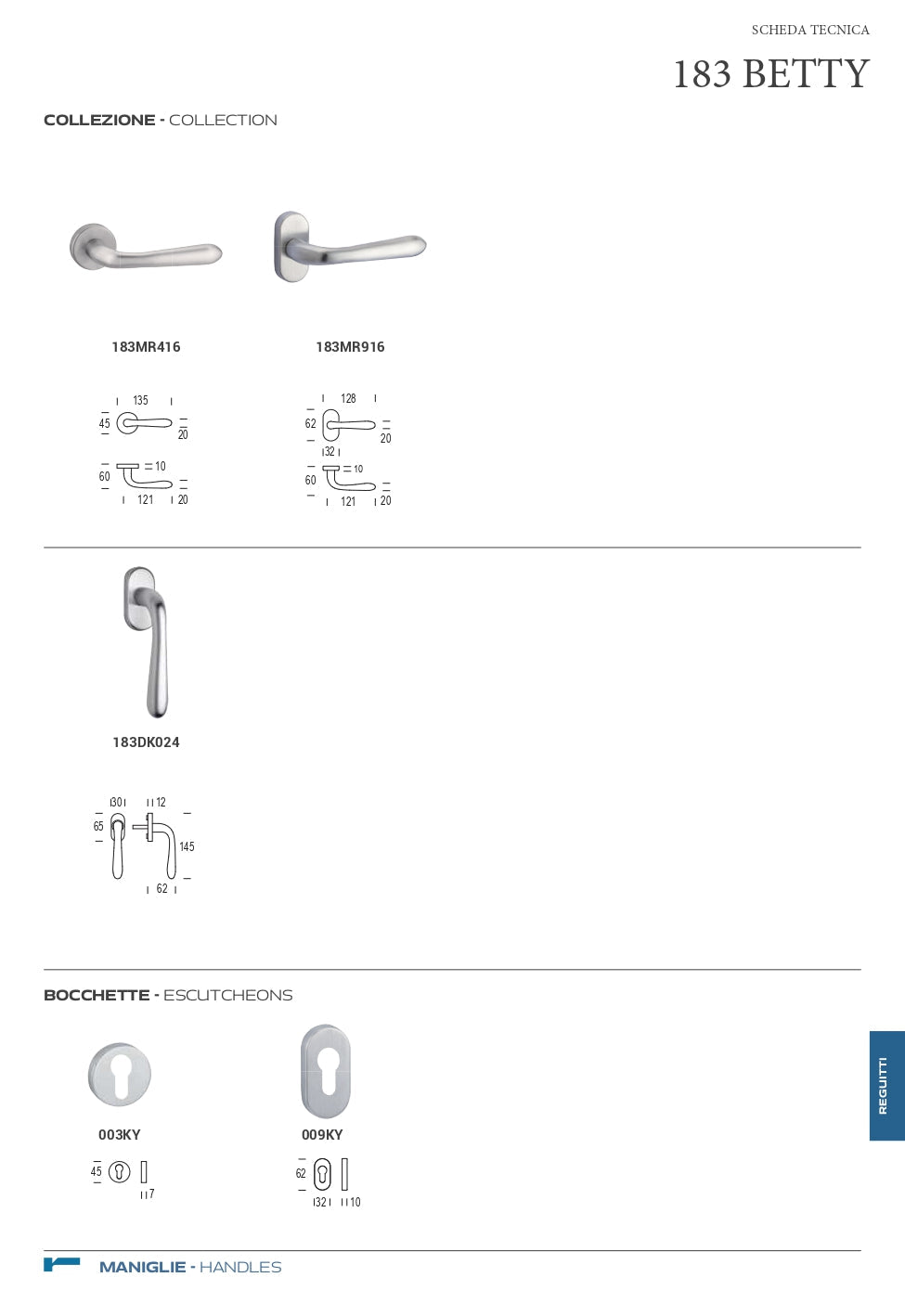 MANIGLIA BETTY IN OTTONE SATINATO CROMATO CODICE  183MR41635Z8ZLA