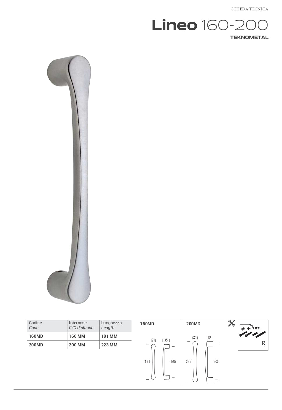 MANIGLIONE LINEO IN OTTONE SATINATO CROMATO CODICE  200MDXXXXXZ8XXB