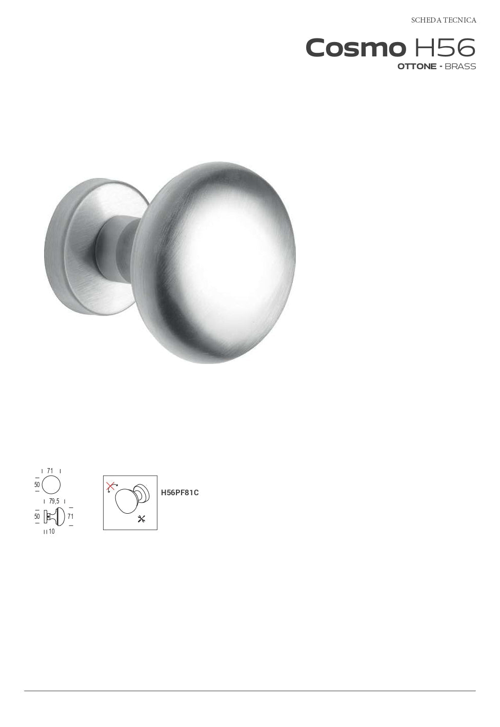 POMOLO COSMO IN OTTONE LUCIDO VERNICIATO CODICE  H56PF81CXX02XXB